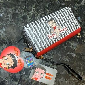 NWT Betty Boop Double-Zip Wristlet Wallet